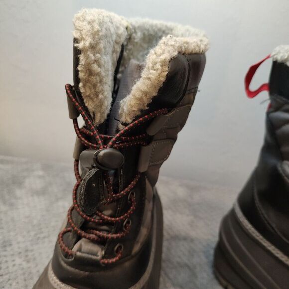 Cat & Jack Kids Black Faux Fur Lined Collar Thermolite Winter Boots Sz 1 - Picture 4 of 16